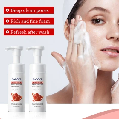 Private Label Pomegranate Extract Cleansing Mousse Deep Clean Moisturizing Amino Acid Face Cleanser